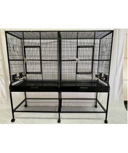 Parrot-Supplies Premium Double Flight Parrot Cage With Stand - Black